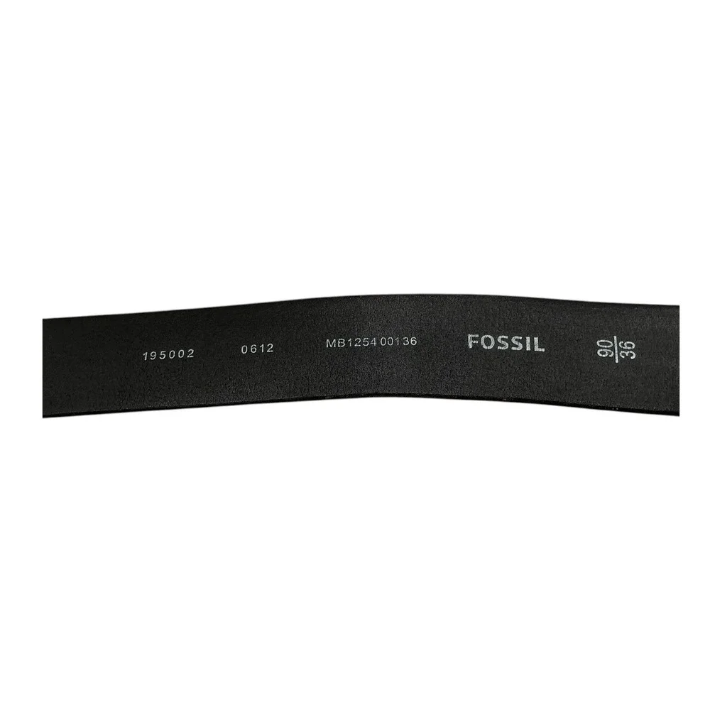 Fossil Mens‎ Black Leather Belt Brushed Silver Buckle Size 36 MB125400136